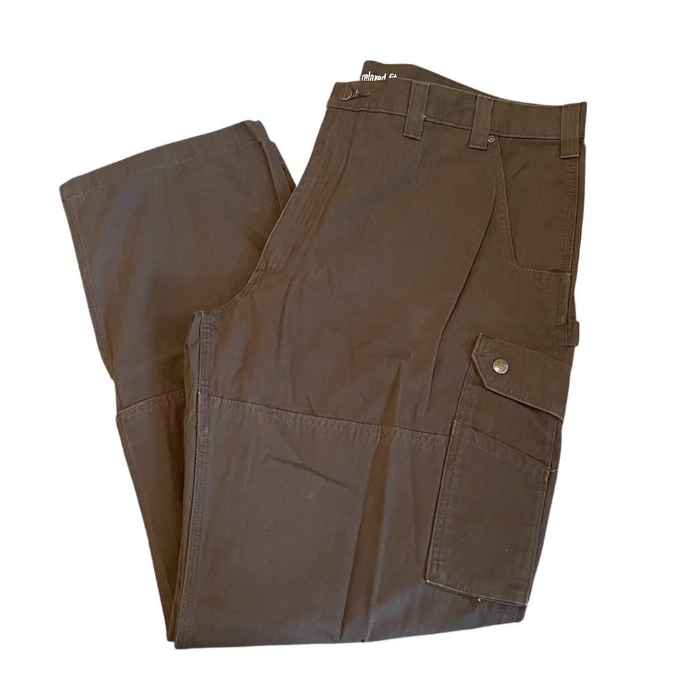 Carhartt Double Knee Canvas Pants Mens Sz 40x30 Dark Brown Workwear B342 DFE